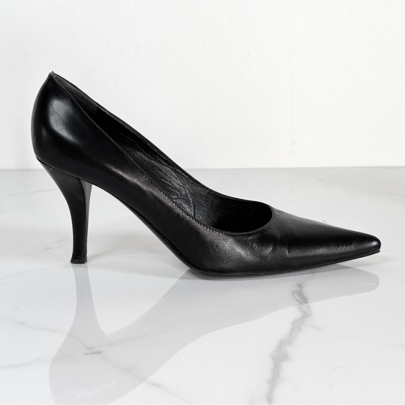 Giuseppe Zanotti Black Leather Pumps 8m Pointy Toe Made In Italy - Picture 5 of 10